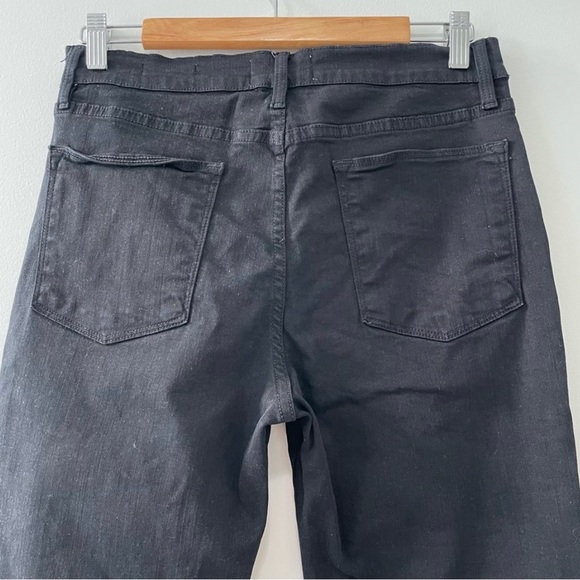 FRAME Denim Le High Straight Leg Staggered Raw Hem Jeans Black High Waist Sz 30 - Picture 4 of 13